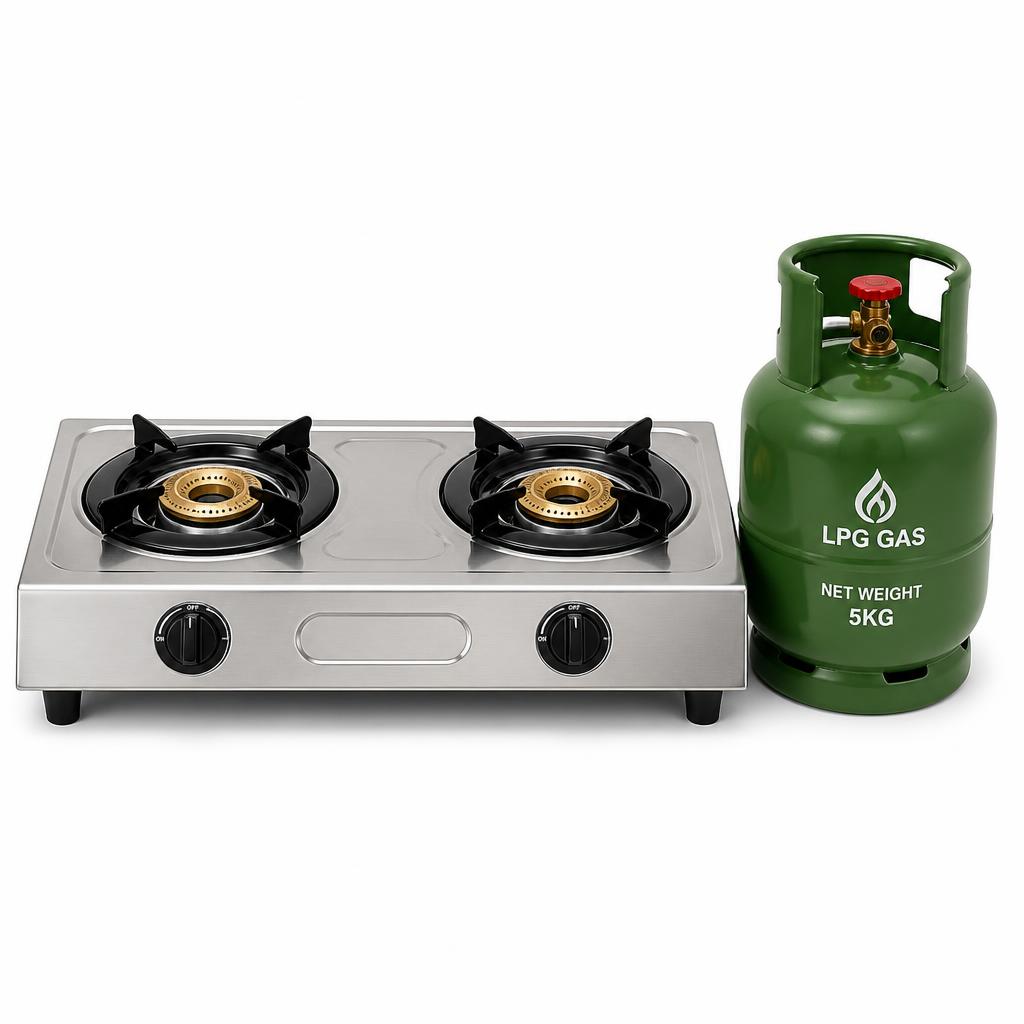 2 PLATE GAS STOVE (Complete with 5kg tank)